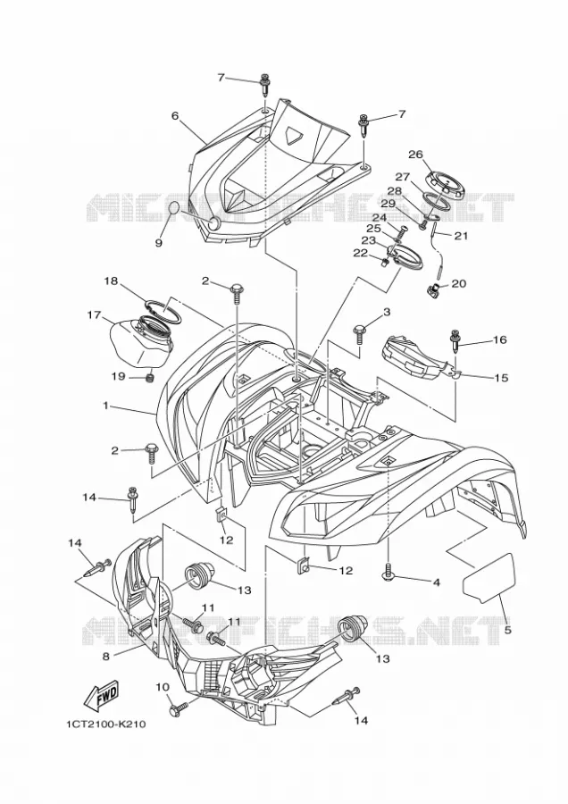 VOORSPATBORD Yamaha QUAD 450 2016 GRIZZLY  YFM450FWAYFM45GDXG