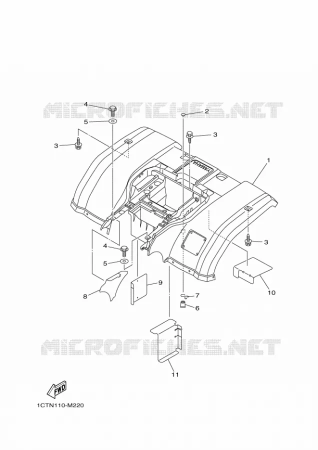 ACHTERSPATBORD  Yamaha QUAD 450 2016 GRIZZLY  YFM450FWADYFM45GPXG