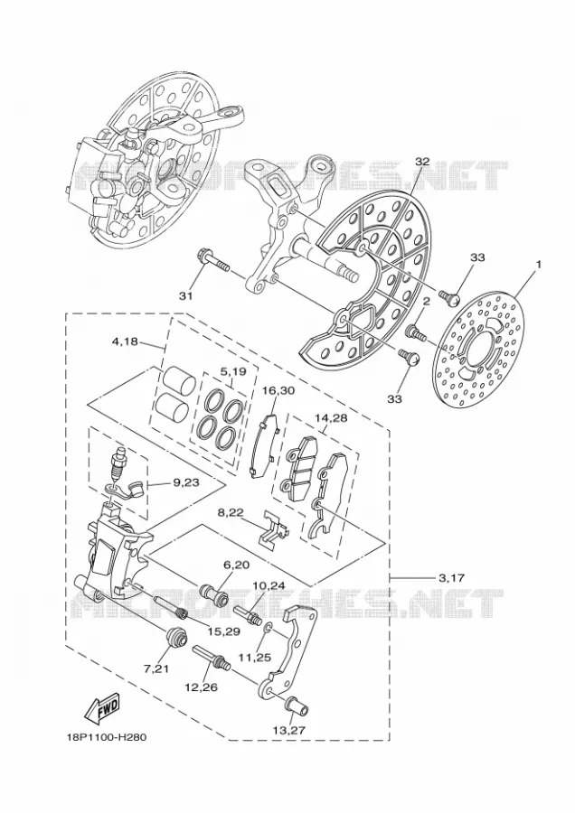 REMKLAUW VOOR Yamaha QUAD 450 2016 YFZ  YFZ450RYFZ45YSSGYFZ450R SE