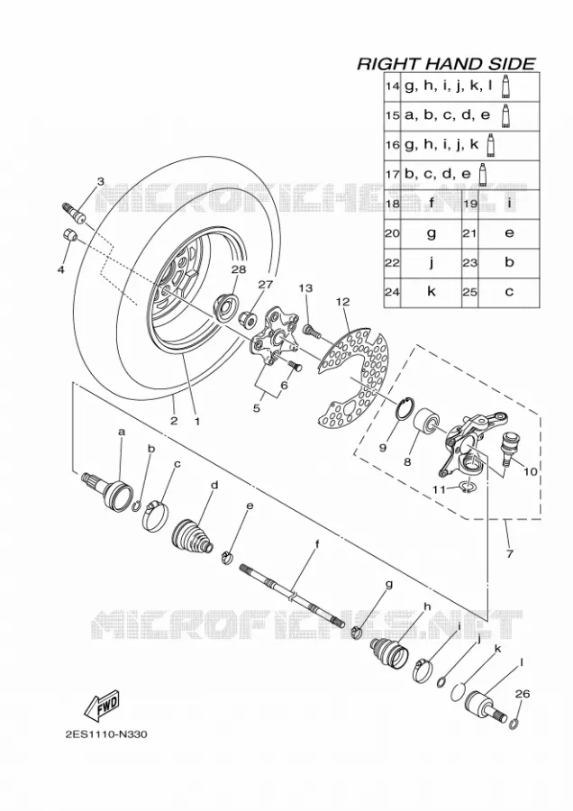 WIEL VOOR 2 Yamaha QUAD 700 2016 KODIAK  YFM700FWBDYFM70KPXGKODIAK 700 EPS