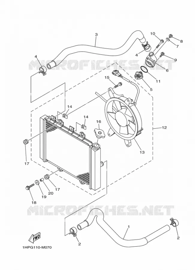 RADIATEUR / SLANG Yamaha QUAD 700 2015 GRIZZLY  YFM700FWADYFM700PFGRIZZLY EPS