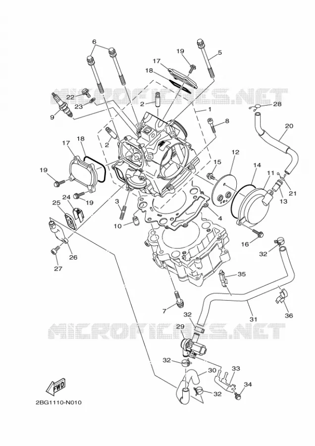 CILINDERKOP Yamaha QUAD 700 2015 GRIZZLY  YFM700FWADYFM700PSFGRIZZLY EPS SE