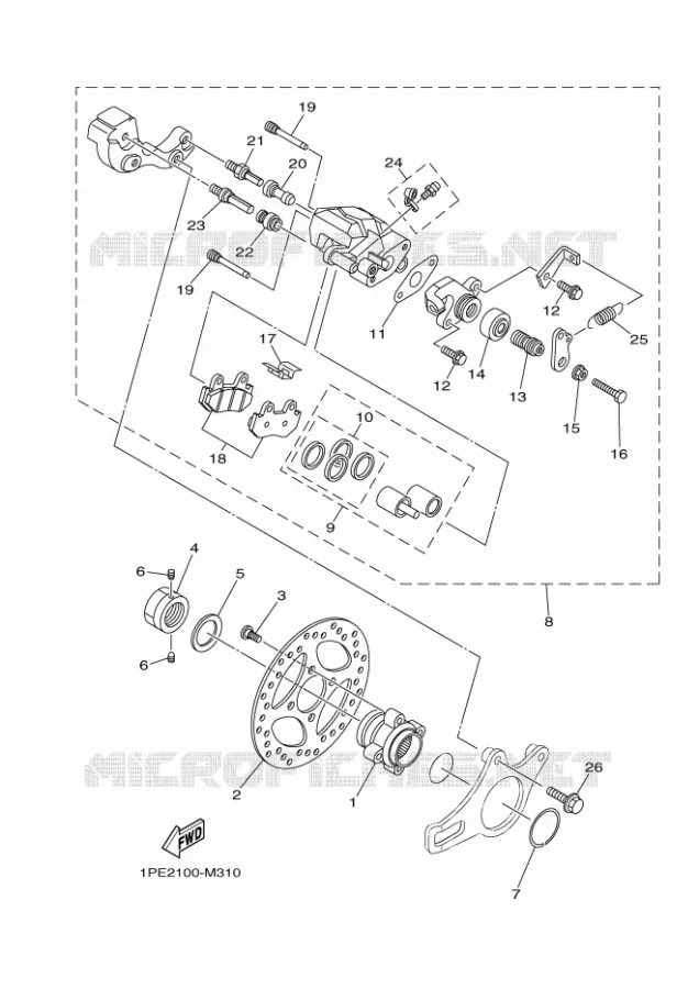 REMKLAUW ACHTER Yamaha QUAD 700 2016 RAPTOR  YFM700RYFM70RSSG