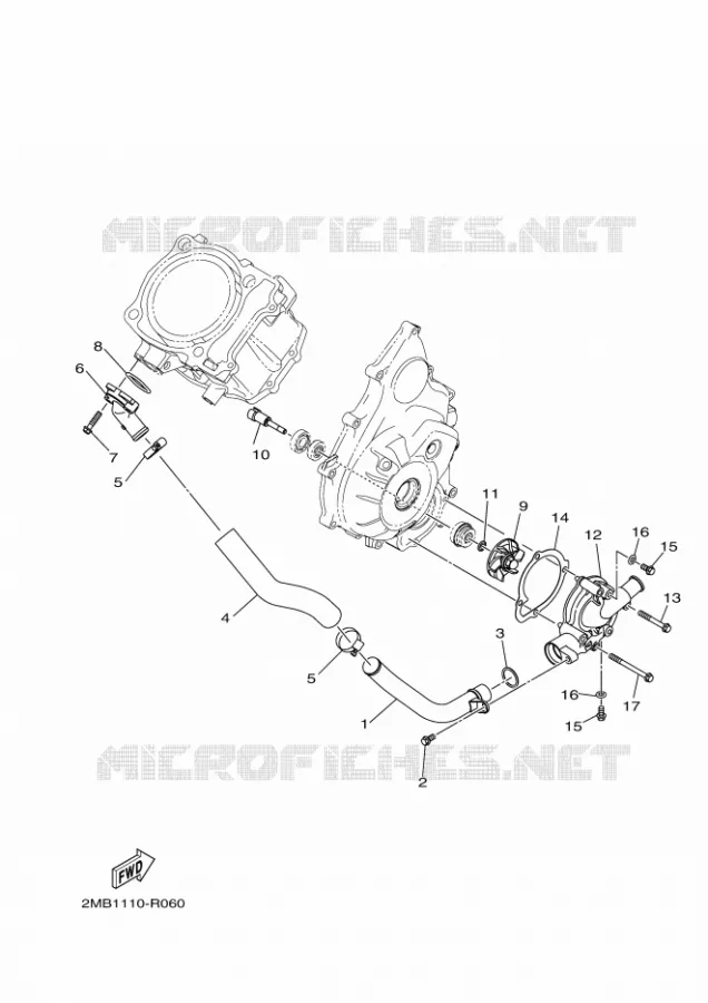 WATERPOMP / SLANGEN Yamaha SIDE BY SIDE 700 2016 WOLVERINE  YXE700EYXE70WPXG