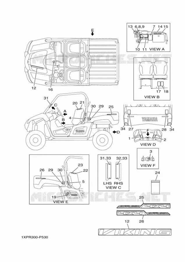 STICKER / LABEL 1 Yamaha SIDE BY SIDE 700 2015 VIKING  YXM700EYXM700PHF