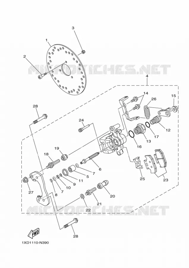 REMKLAUW ACHTER 2 Yamaha SIDE BY SIDE 700 2014 VIKING  YXM700EYXM700PE