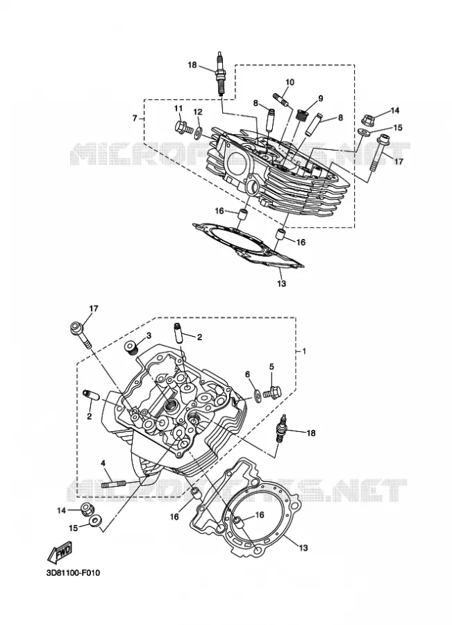 CILINDERKOP Yamaha MOTO 1300 2014 MIDNIGHT STAR  XVS1300A