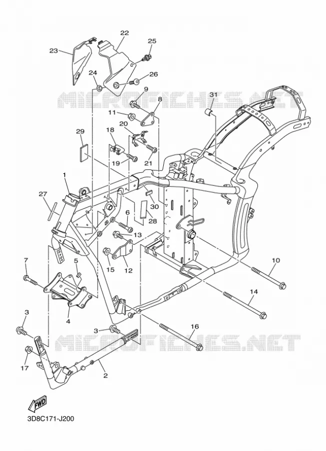 FRAME Yamaha MOTO 1300 2014 MIDNIGHT STAR  XVS1300A