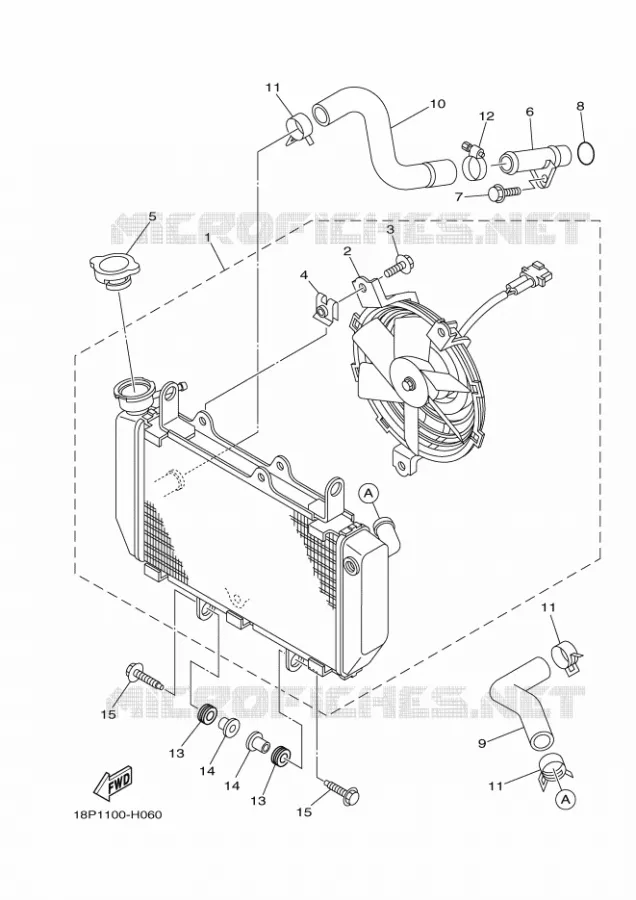 RADIATEUR / SLANG Yamaha QUAD 450 2010 YFZ  YFZ450R