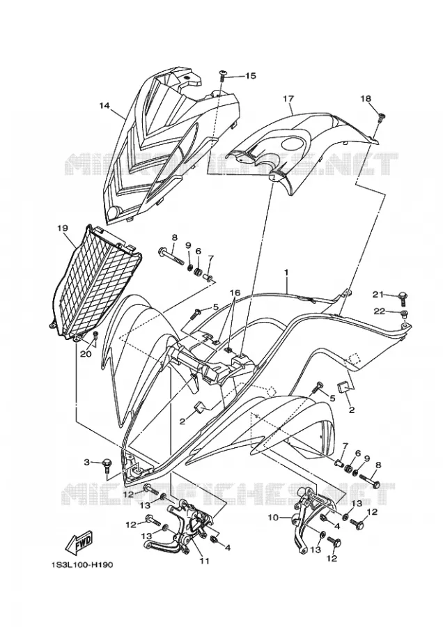 VOORSPATBORD Yamaha QUAD 700 2010 RAPTOR  YFM700R