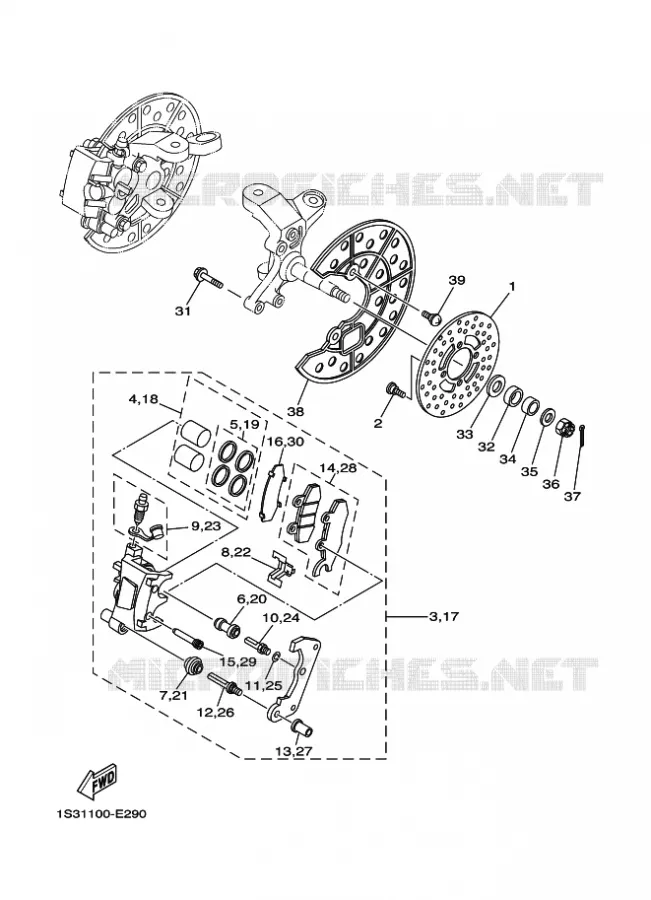 REMKLAUW VOOR Yamaha QUAD 700 2012 RAPTOR  YFM700R