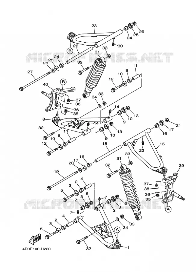 OPHANGING / WIEL VOOR Yamaha QUAD 250 2010 RAPTOR  YFM250R