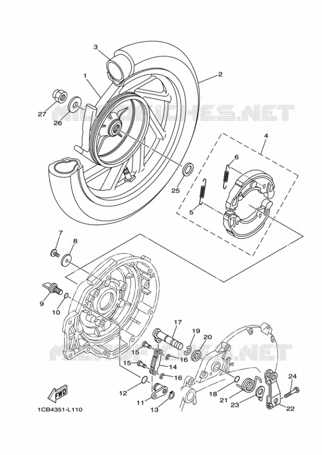 RUOTA POSTERIORE Yamaha SCOOTER ELECTRIC 2012 EC03  ED06