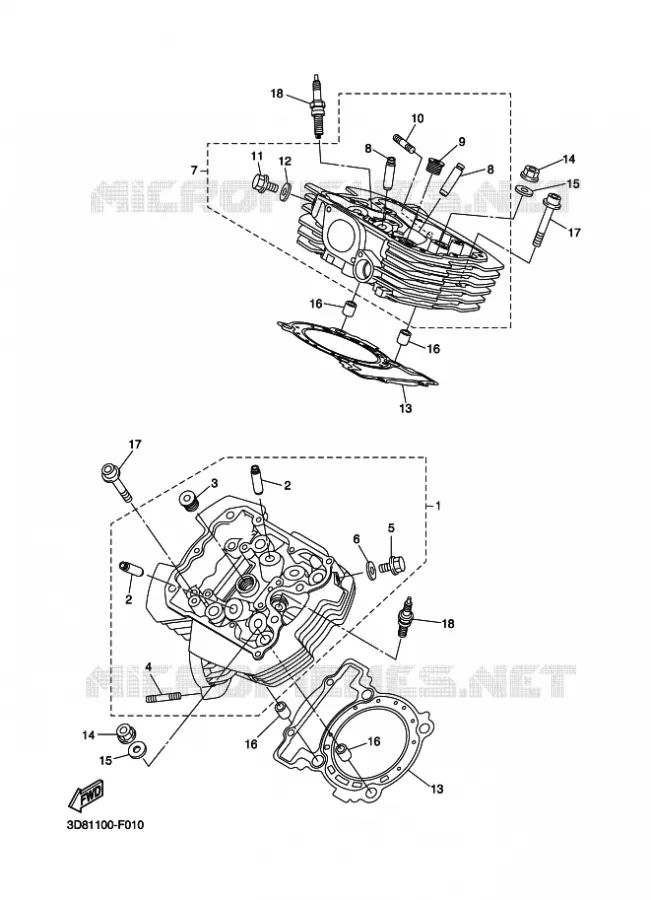 CILINDERKOP Yamaha MOTO 1300 2014 MIDNIGHT STAR  XVS1300A