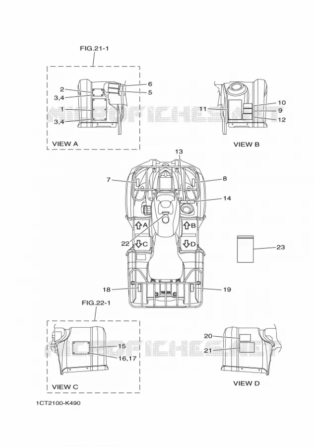 STICKER / LABEL 1 Yamaha QUAD 450 2012 GRIZZLY  YFM450FWAD