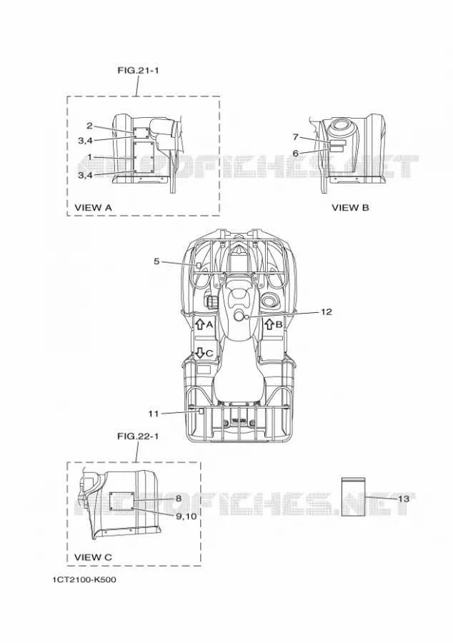 STICKER / LABEL 2 Yamaha QUAD 450 2012 GRIZZLY  YFM450FWAD
