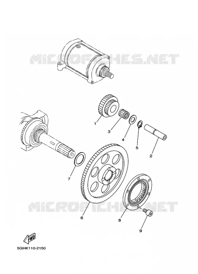 STARTMOTOR KOPPELINGS Yamaha QUAD 450 2013 GRIZZLY  YFM450FWAD