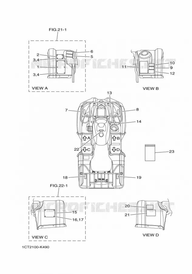 STICKER / LABEL 1 Yamaha QUAD 450 2013 GRIZZLY  YFM450FWA