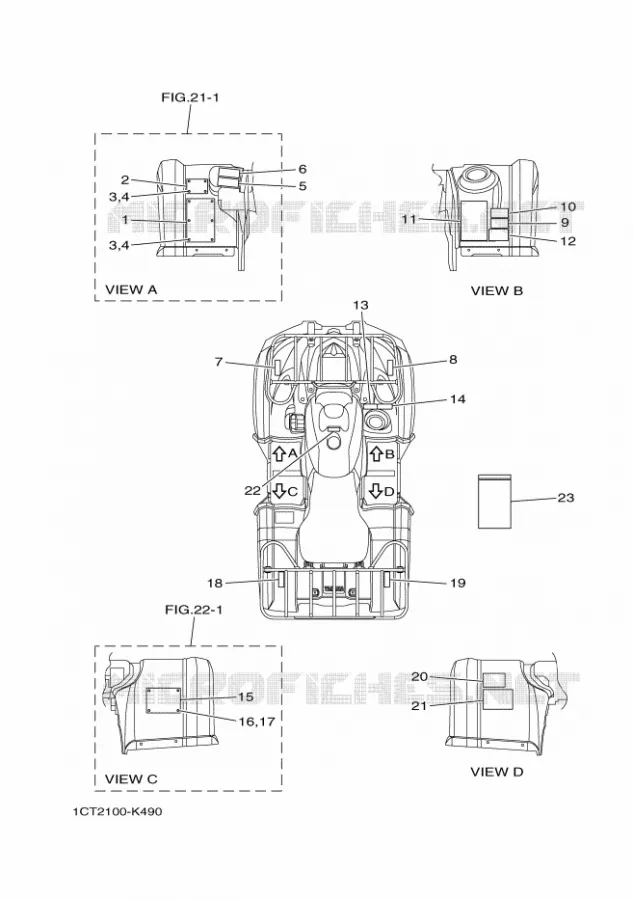 STICKER / LABEL 1 Yamaha QUAD 450 2014 GRIZZLY  YFM450FWA
