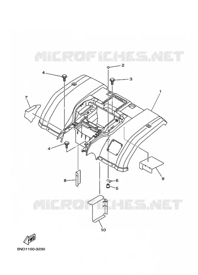 ACHTERSPATBORD  Yamaha QUAD 450 2007 GRIZZLY  YFM450FWAN