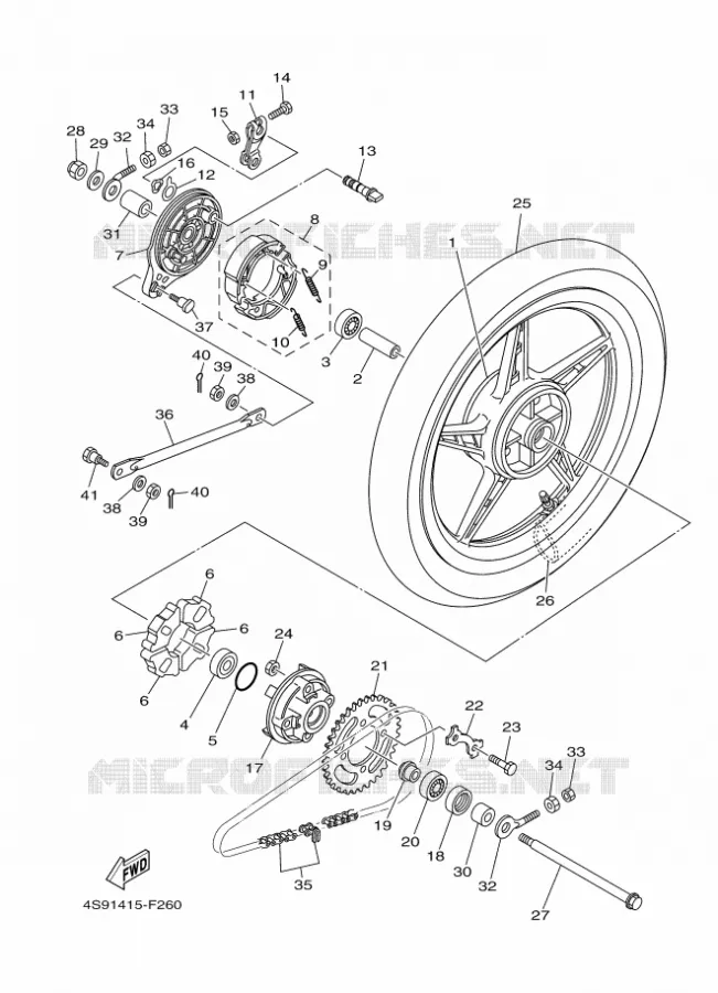 ACHTERWIEL Yamaha SCOOTER 110 2014 CRYPTON  T110C