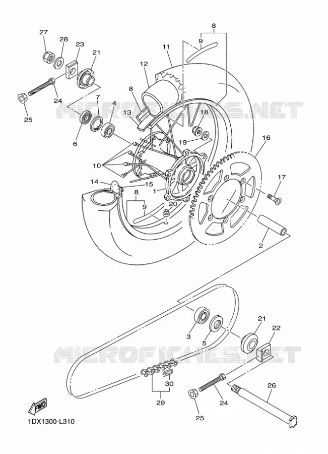 ACHTERWIEL Yamaha MOTO 450 2014 WRF  WR450F