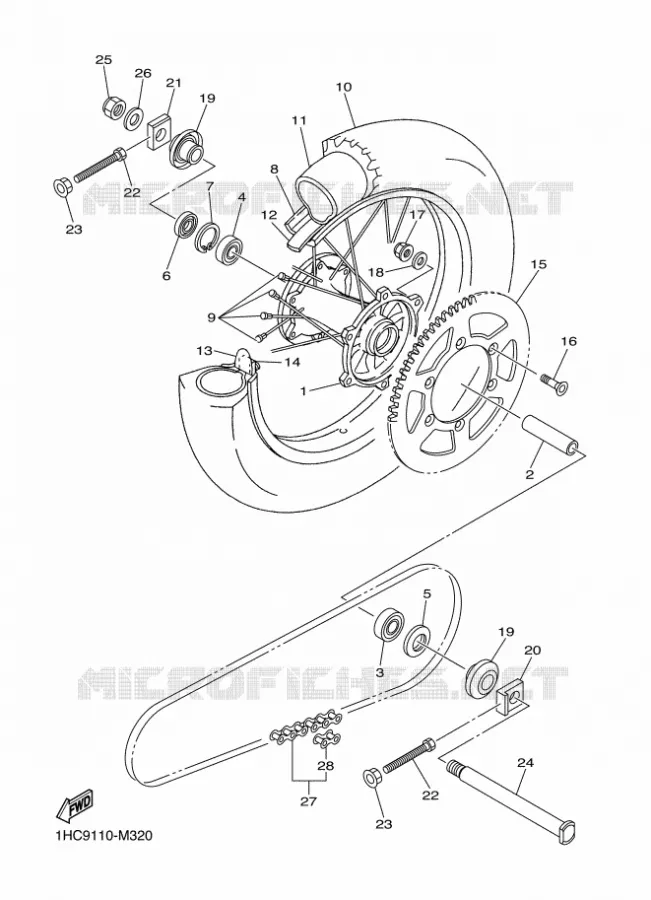 ACHTERWIEL Yamaha MOTO 250 2014 WRF  WR250F
