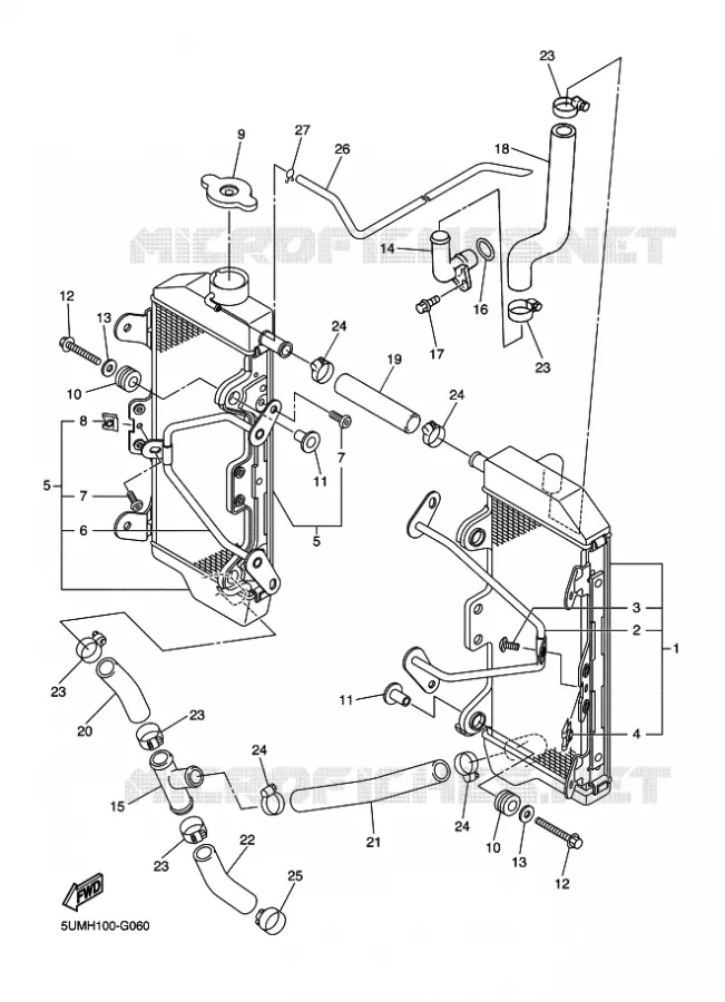 RADIATEUR / SLANG Yamaha MOTO 250 2014 WRF  WR250F