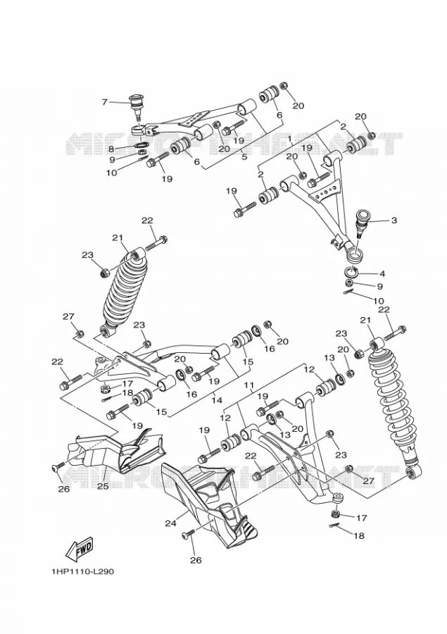 OPHANGING / WIEL VOOR Yamaha QUAD 700 2012 GRIZZLY  YFM700FWADYFM7FGPSEB