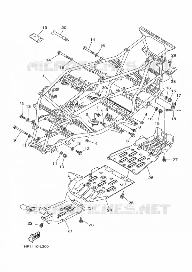 FRAME Yamaha QUAD 700 2012 GRIZZLY  YFM700FWADYFM7FGPB