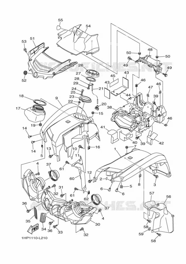 VOORSPATBORD Yamaha QUAD 700 2013 GRIZZLY  YFM700FWADYFM7FGPHD
