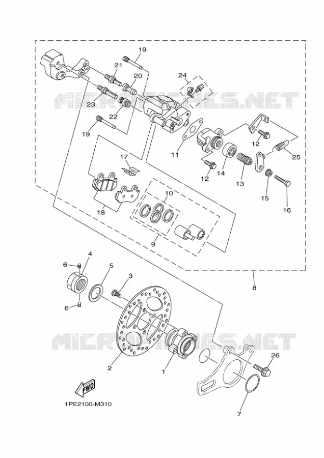 REMKLAUW ACHTER Yamaha QUAD 700 2013 RAPTOR  YFM700RYFM7RD