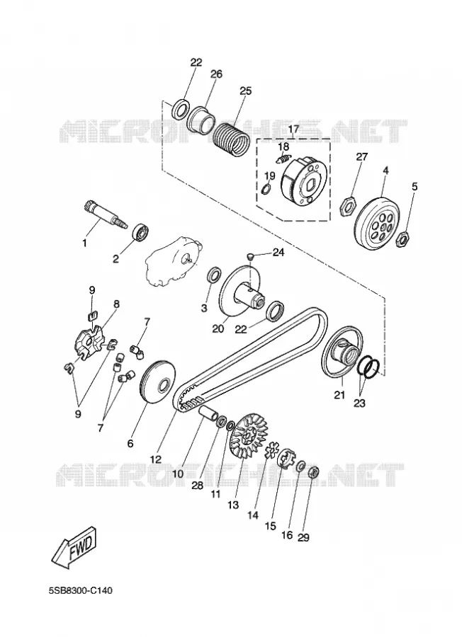 STARTMOTOR KOPPELINGS Yamaha SCOOTER 50 2013 AEROX  NS50