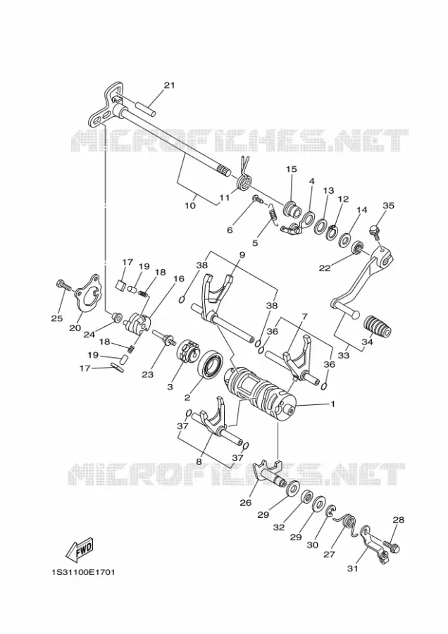 SCHAKELWALS Yamaha QUAD 700 2006 RAPTOR  YFM700RYFM700RV