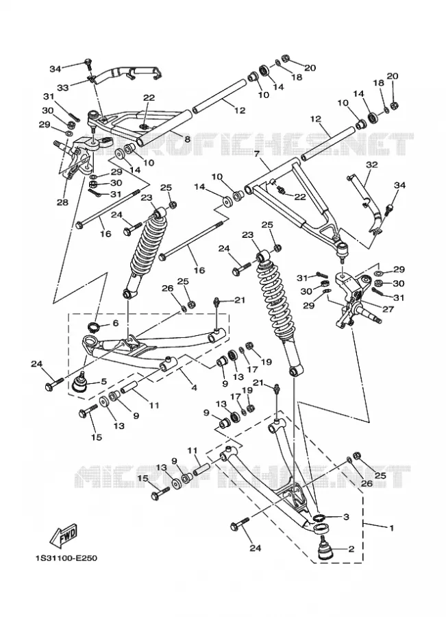 OPHANGING / WIEL VOOR Yamaha QUAD 700 2007 RAPTOR  YFM700RYFM70RW