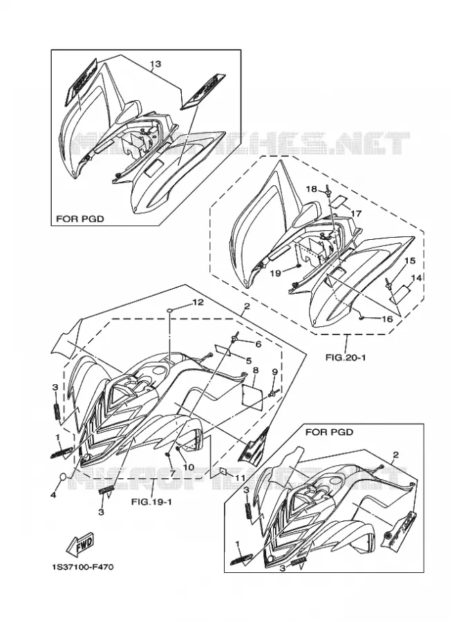 STICKER / LABEL 3 Yamaha QUAD 700 2007 RAPTOR  YFM700RYFM70RW