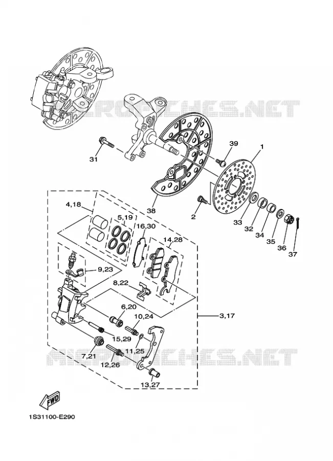 REMKLAUW VOOR Yamaha QUAD 700 2009 RAPTOR  YFM700RYFM70RY