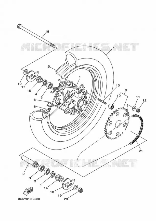 ACHTERWIEL Yamaha MOTO 250 2015 XT  XT250