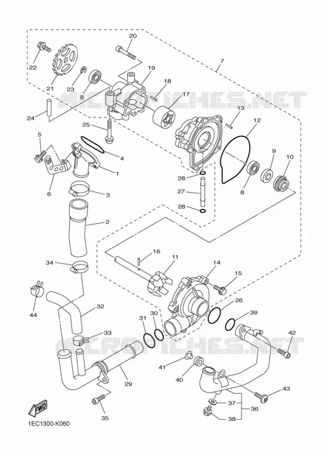 WATERPOMP / SLANGEN Yamaha MOTO 1000 2012 FZ1 ABS  FZ1-NA