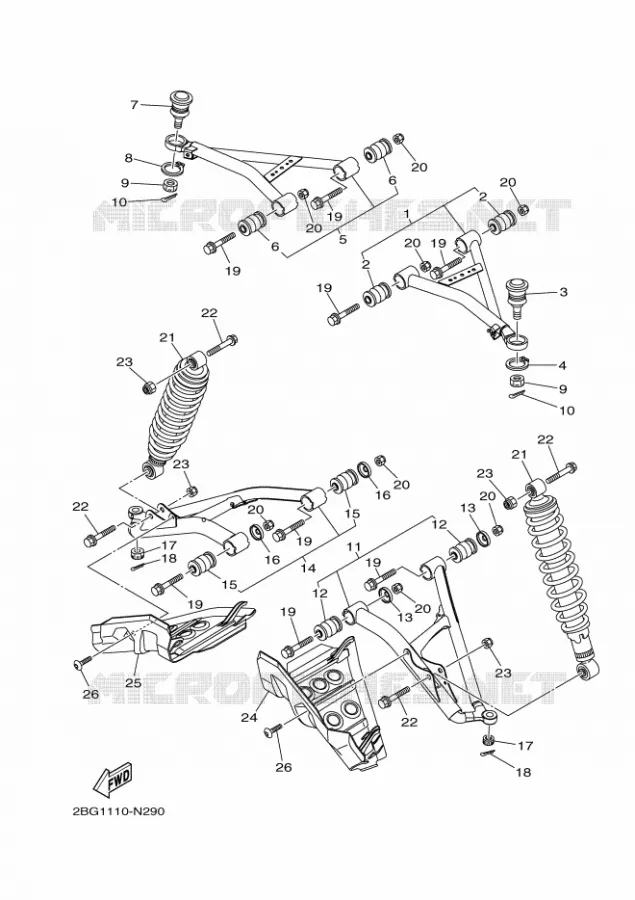 OPHANGING / WIEL VOOR Yamaha QUAD 700 2014 GRIZZLY  YFM700FWADYFM700PE