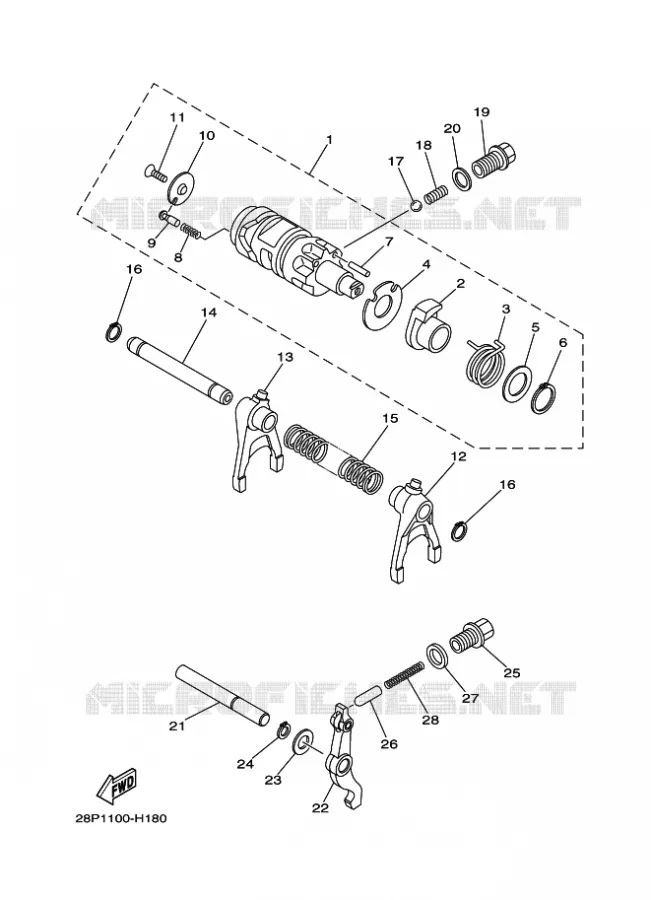 SCHAKELWALS Yamaha QUAD 700 2014 GRIZZLY  YFM700FWADYFM700PSE