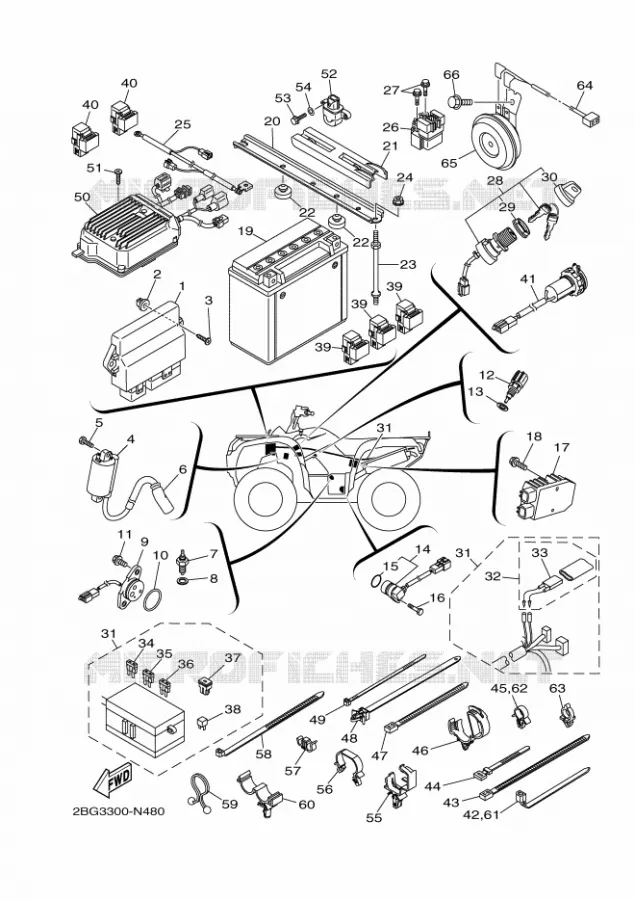 ELECTRISCH 1 Yamaha QUAD 700 2014 GRIZZLY  YFM700FWADYFM700PLE