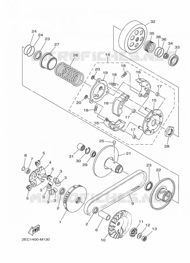 STARTMOTOR KOPPELINGS Yamaha SCOOTER 125 2016 TRYPTIK  MW125A