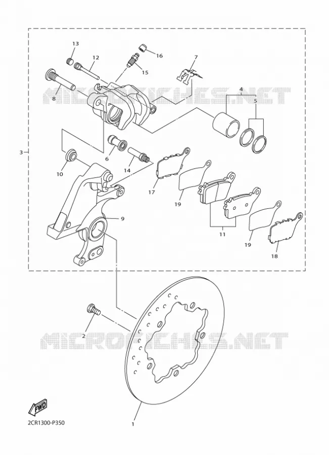 REMKLAUW ACHTER Yamaha MOTO 1000 2016 R1  YZF-R1