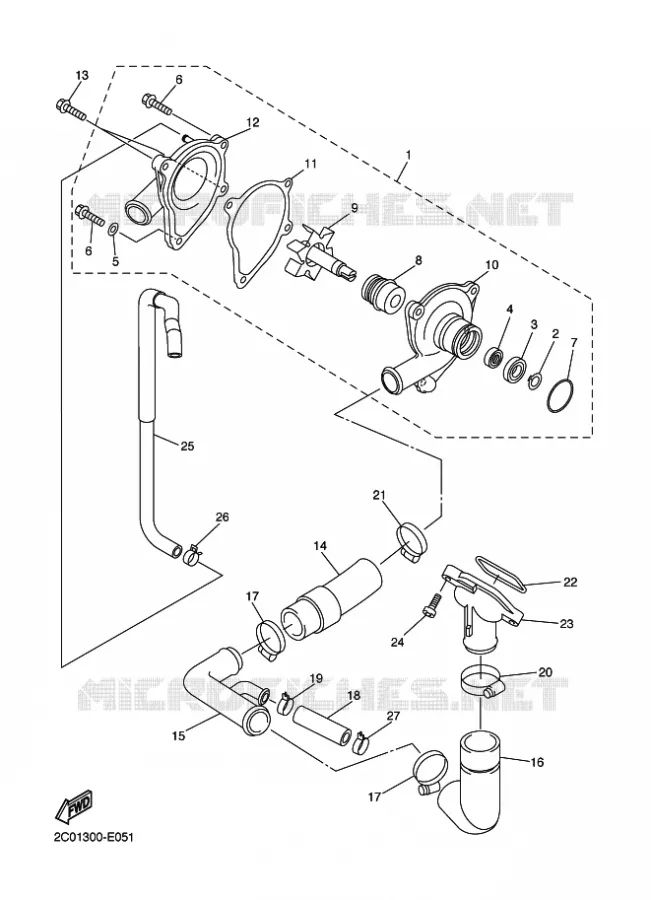WATERPOMP / SLANGEN Yamaha MOTO 600 2016 R6  YZF-R6