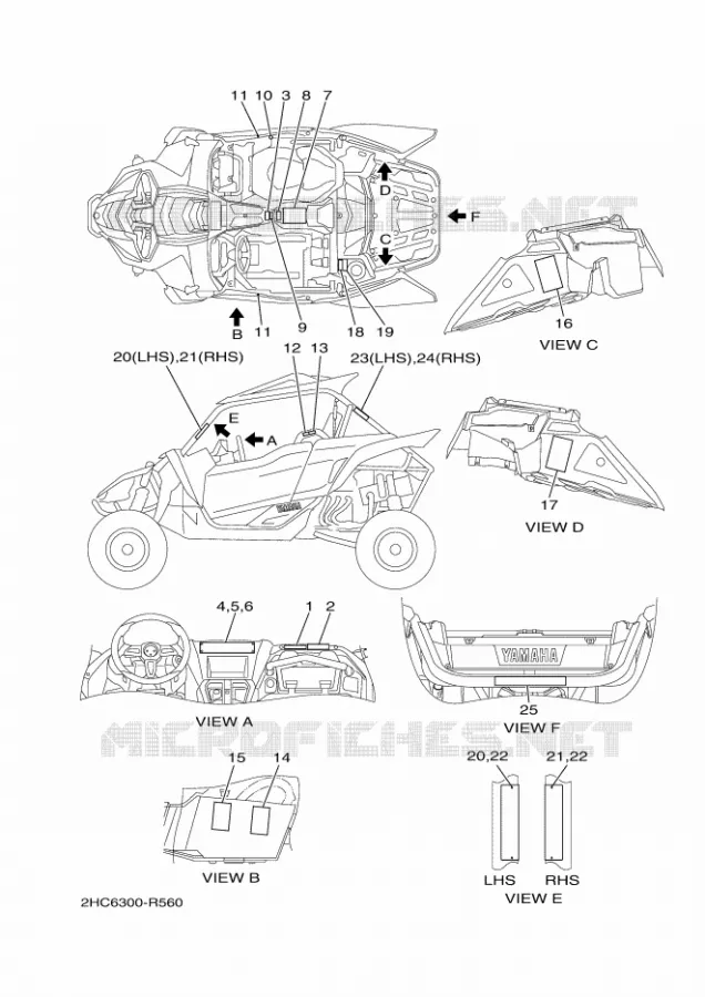 STICKER / LABEL 1 Yamaha SIDE BY SIDE 1000 2017 YXZ  YXZ1000R