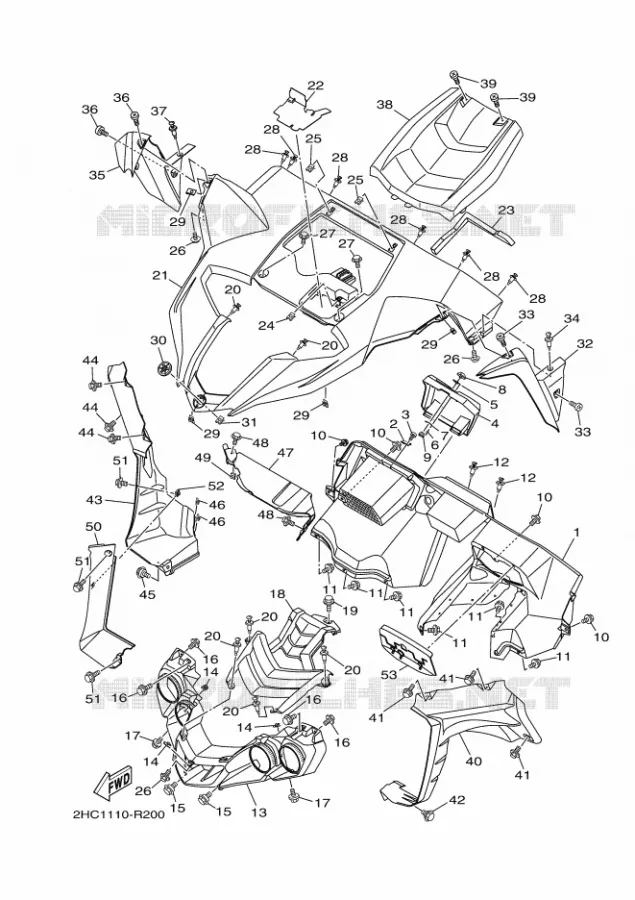 VOORSPATBORD Yamaha SIDE BY SIDE 1000 2017 YXZ  YXZ1000R