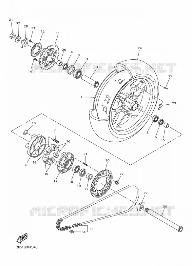 ACHTERWIEL Yamaha MOTO 1000 2016 R1M  YZF-R1M