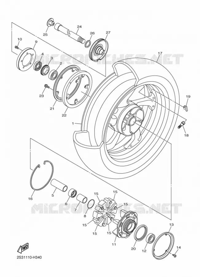 ACHTERWIEL Yamaha MOTO 1700 2009 VMAX  VMAX17