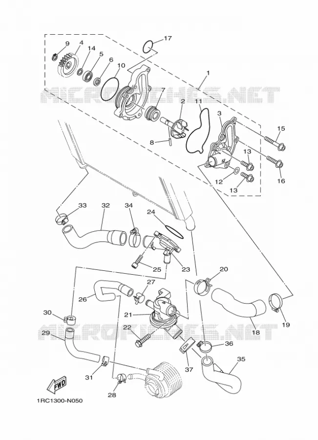 WATERPOMP / SLANGEN Yamaha MOTO 900 2016 MT  MT09TRA